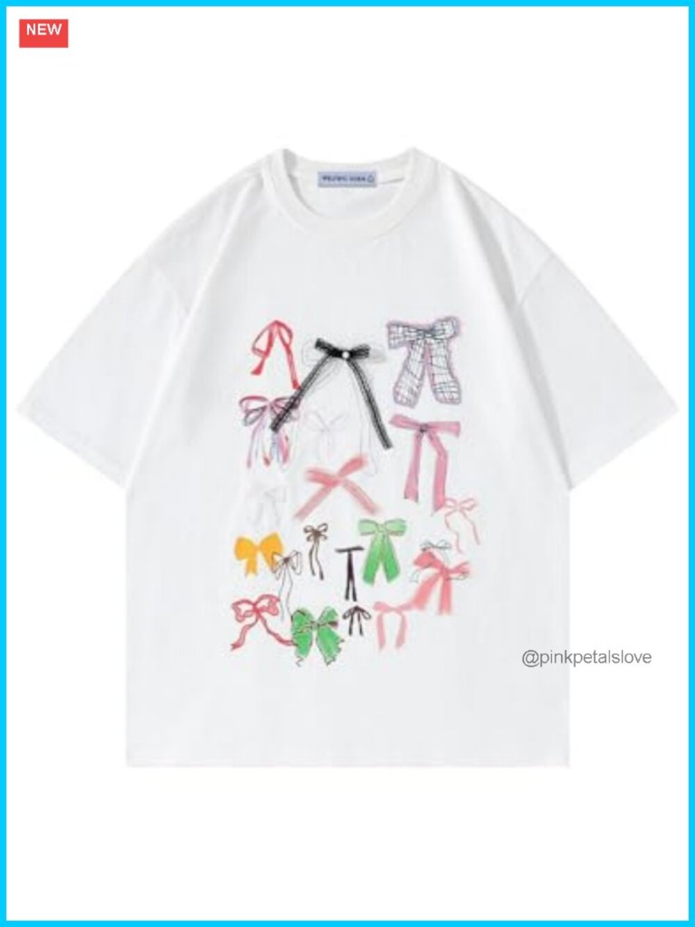 Oversized Bow Graphic T-Shirt Short Sleeve Cotton Summer Top